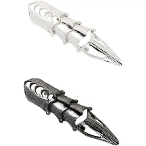2-4Pcs Punk Full Armor Knuckle Joint Claw Finger Ring Set Gothic Adjustable Rock Hinged Ring for Women Men Jewelry Gift Halloween Cosplay Party Costume Accessory