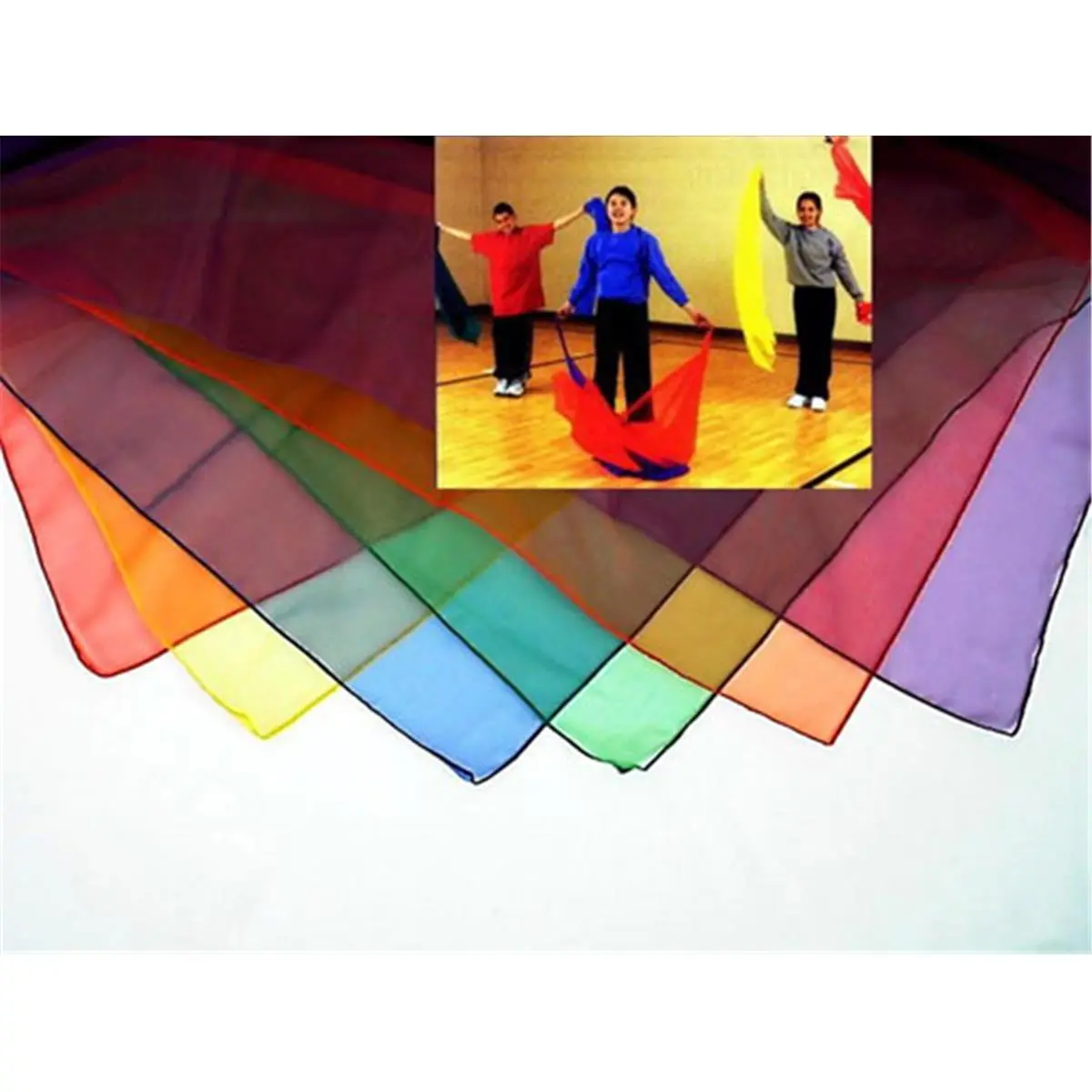 212 MAIN Colorful Rhythm Activities Scarves, 54x54 Inch, All-Season Set of 6, Set Of Six