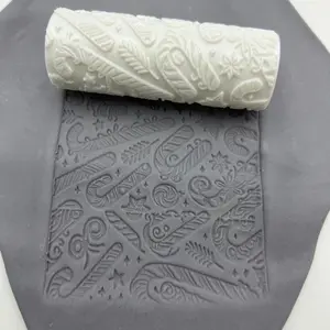 3D Floral Embossing Roller, Reusable Clay Texture Tool, Vintage Flower Pattern, for Ceramic and Polymer Clay, Handcraft Decorations