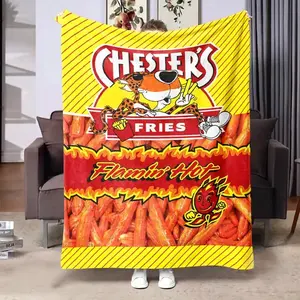 Potato Chips Pattern Blanket, 1 Count Casual Soft Comfortable Warm Throw, Air-conditioned Room Blanket, Warm Nap Blanket for Home Office Travel