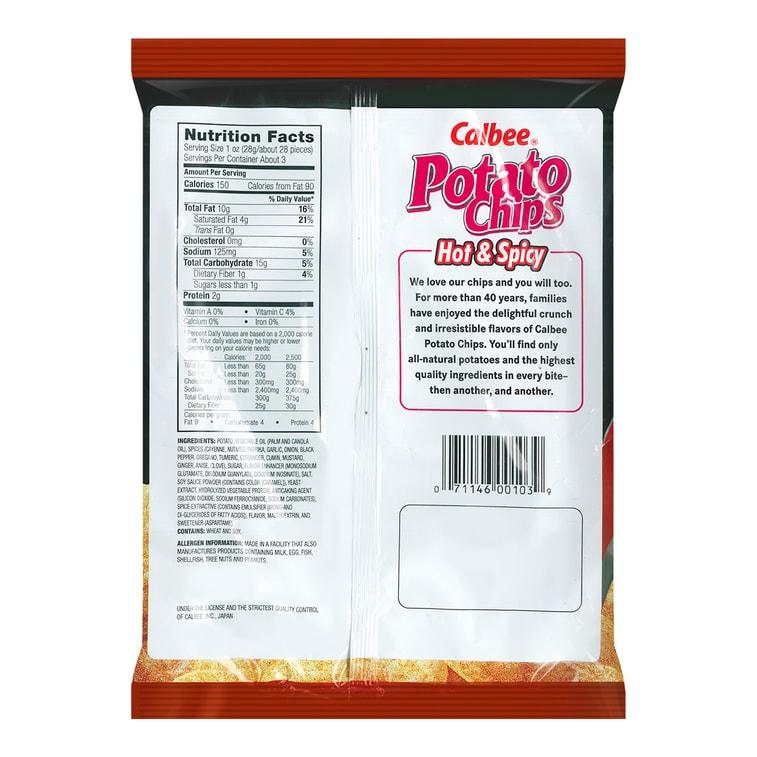 Calbee Hot & Spicy Potato Chips 80g - Crispy Thinly Sliced Snack from Japan for Spice Lovers