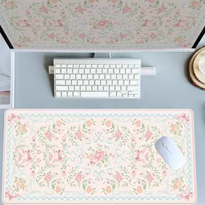 Fresh Floral Pattern Gaming Mouse Pad Extra Large Computer Mouse Pads for Desk Office Desk Accessories XXL Mouse Pad for Laptop Big Mouse Pad Extended Mouse Pad with Non - Slip Rubber Base Stitched Edge for Home and Office