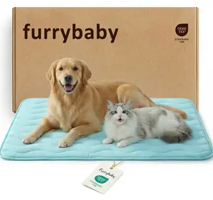 furrybaby Dog Cooling Mat for Large Dogs, 30"x20" Self Cooling Pet Cooling Mat for Dogs & Cats, QMAX>0.5, Thickened Cool Fiber, Cooling pad for Dog Bed, Durable Portable Indoor/Outdoor Summer,Blue Home