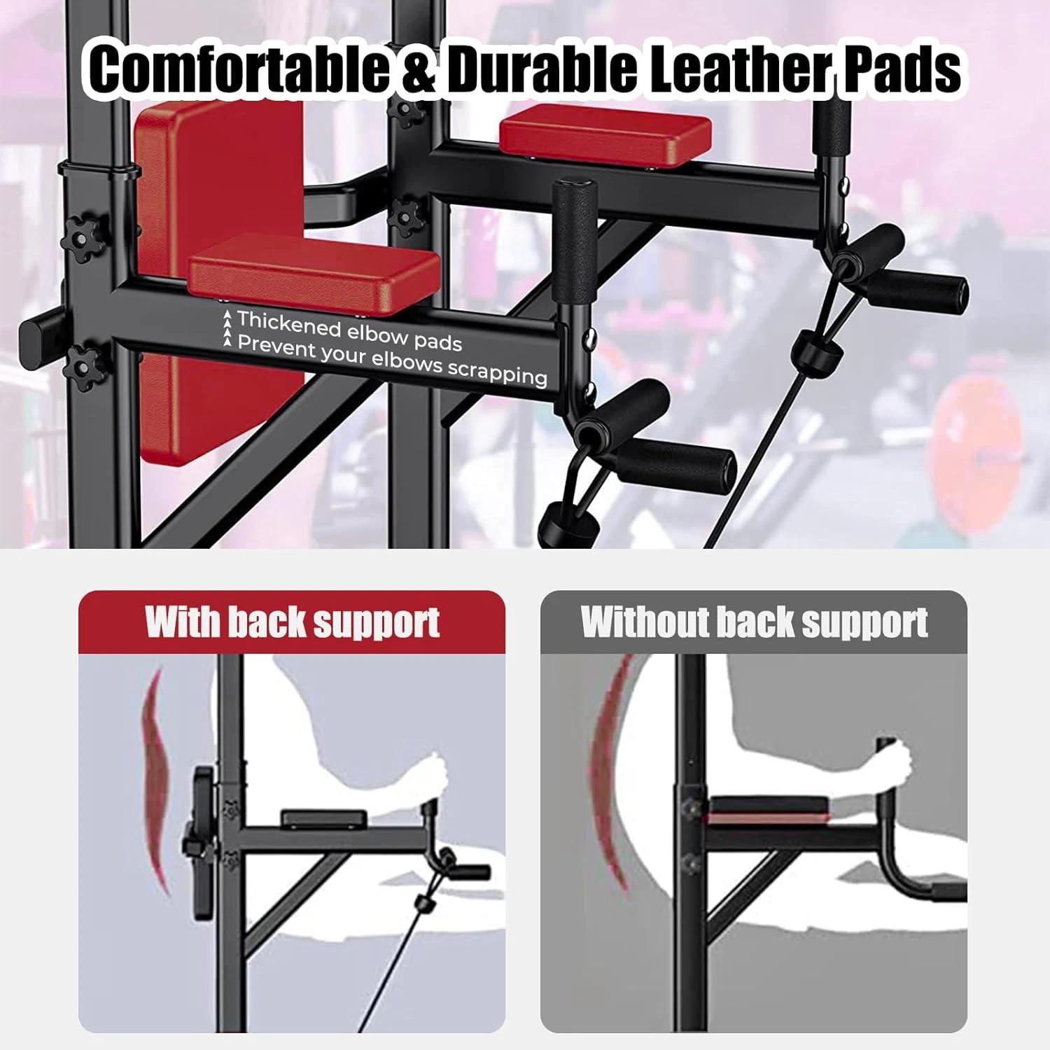 Power Tower Dip Station Pull Up Bar for Home Gym Multi-Function Adjustable Height Strength Training Workout Equipment