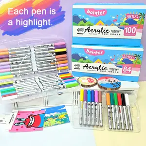 Guangna Art Supplies Set, Mixed Colors Medium Tip Markers for Plastic Surfaces, Ideal for DIY Crafts, Notebooks & Journals