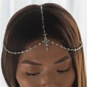 JEWEL4U - Fashion Personalized Leaf Pendant Headchain Hair Accessories Banquet Party Elegant Women's Super Flash Jewelry Accessories