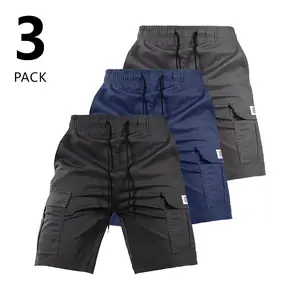 3-pack men’s solid-color cargo shorts, lightweight flap pocket fashion shorts, outdoor men’s work shorts