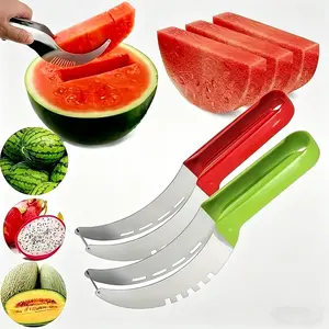 Stainless Steel Watermelon Slicer Set (2-Piece) - Watermelon Separator, Reusable Fruit Slicer, Multi-Purpose Fruit Dividing and Serving Tool; Sturdy Kitchen Gadget Suitable for Home and Professional Use