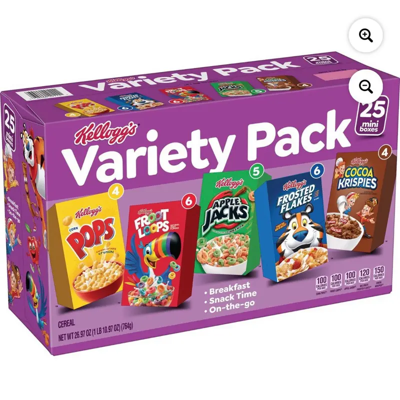Assorted Flavors Cereal Variety Pack - 25 Individual Packs for Breakfast, On-the-Go Snacking