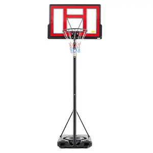 Portable Basketball Hoop Outdoor 6.1-10FT Adjustable Height, 44 Inch Shatterproof Backboard/Shock Absorbent Rim, Fillable Base, 2 Wheels for Backyard/Driveway