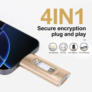 High-Speed USB 3.0 Flash Drive, 4-In-1 Portable Storage Device for PC/MAC and Android Phones, Ideal for Photos and Data Transfer