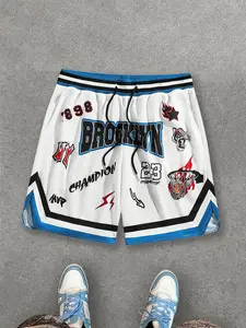 Men's Fire Print Boxing Shorts, Regular Fit Casual Comfy Breathable Shorts for Summer, Men's Bottoms for Daily Wear