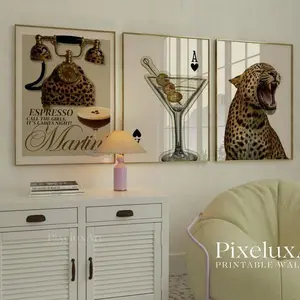 Retro Girly Wall Art Set 3 Trendy Posters, Y2K Fashion Decor, Trendy Leopard Print, Aesthetic Dorm & Apartment Decor, Leopard Wall Art