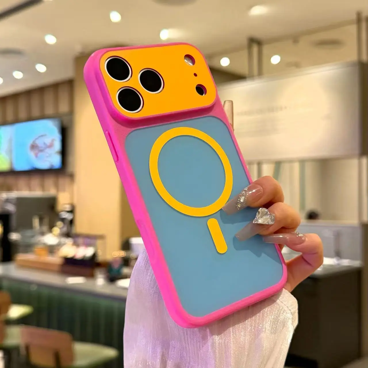 Dopamine Color Phone Case for iPhone 17/16/15/14/13 Pro Max, Magnetic Phone Case, Fashionable Phone Case, PC+TPU Material