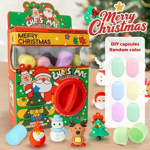 2025 Christmas countdown Santa Claus Design Mini Capsule Toy Machine, Cute Twist Egg Machine Toy with Egg, Funny Egg Toy for Birthday Gift，Includes 6 Colorful Eggs, Ideal Gift for Kids Aged 3 and Up
