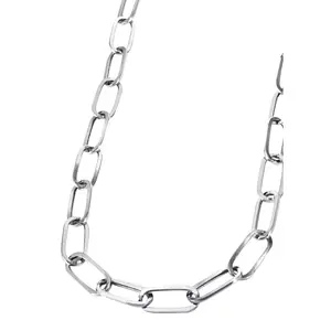 Semi Solid  Paper Clip White Gold Chain 10K & 14K