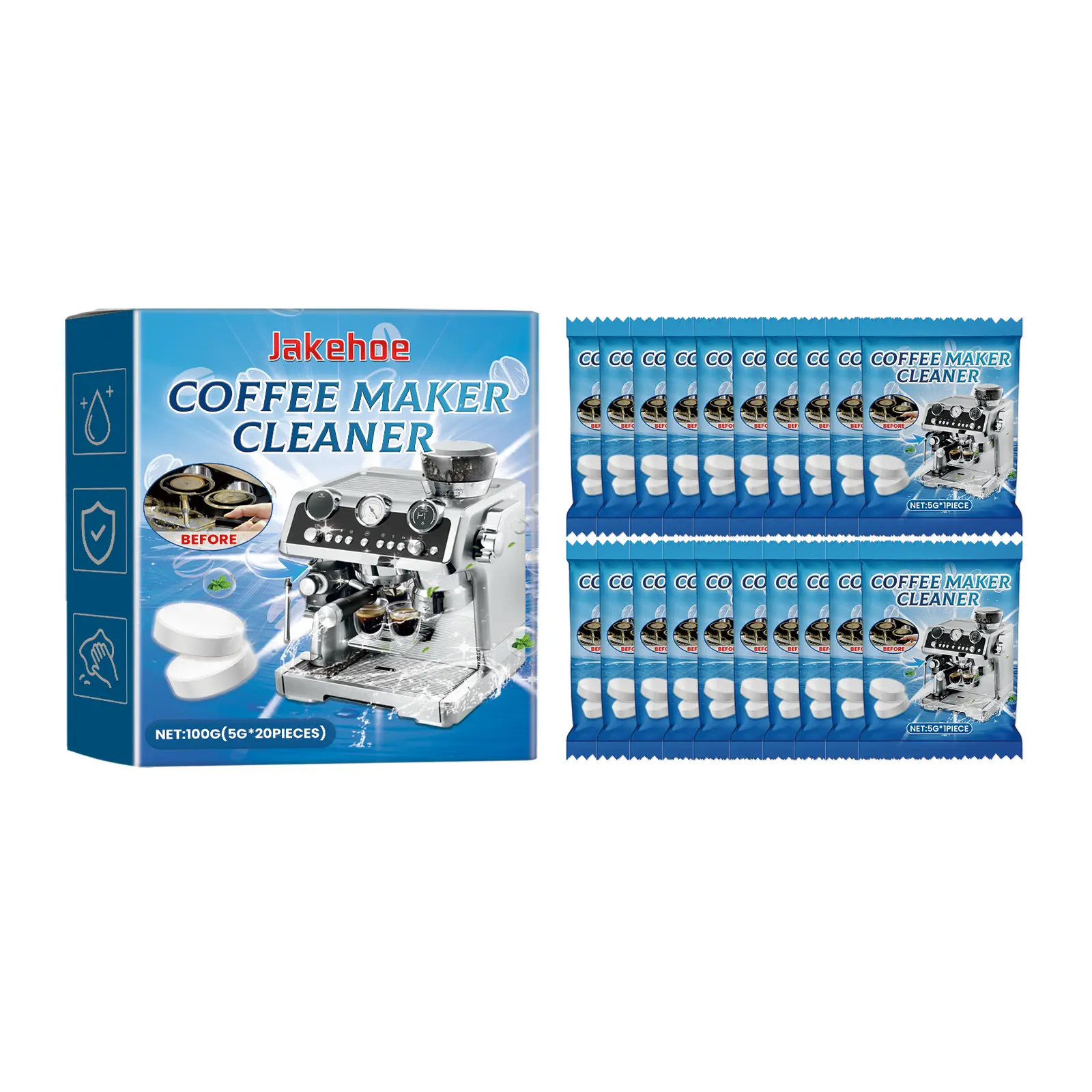 Coffee Machine Cleaning Tablets for Drip and Espresso Makers, Filter Baskets and Coffee Oil Residue