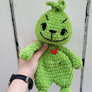 Hand-Crocheted Meanie Greenie Snuggler  Plushie