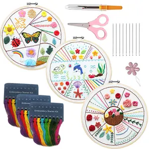 Beginner Embroidery Kit Set of 3, Beginner Embroidery kit, Modern embroidery kit cross stitch, Hand Embroidery Kit, Needlepoint, DIY Craft
