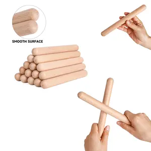 Classical Wooden Claves, 1/2/4/8 Pairs Safe Rounded End Wood Claves, Natural Hardwood Sticks, Musical Instrument Percussion Accessories