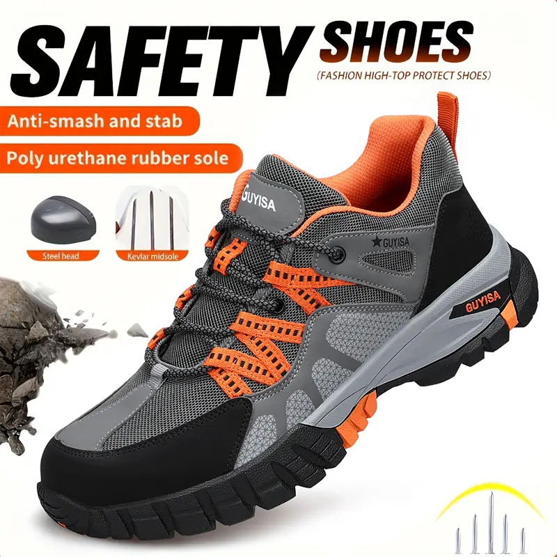 Insulation Lightweight Breathable Anti-smash, Anti-slip And Anti-puncture Safety Shoes non-slip safety Non-Slip Lace-Up labor protection Footwear Durable steel toe shoes non slip work shoes shoes healthcare workers,FathersDayGift, Walking Shoes, Sneaker S