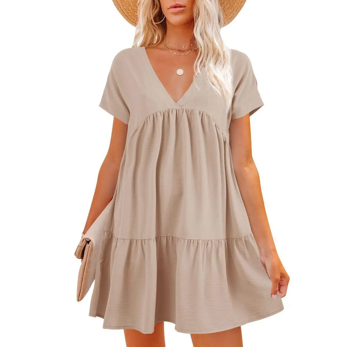 imily bela flowy mini dress Imily Bela Womens Summer Lace Dresses Eyelet Casual Flowy Babydoll Swing  Short Sleeve V Neck Tunic Dress Green at Amazon Women's Clothing store