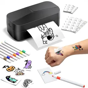 Phomemo DIY Temporary Tattoo Maker,TK32 Tattoo Maker Create Custom Temporary Tattoos,DIY Tattoo Sticker Kit with 50 Papers,8 Markers,for Parties,Events,Gifts & Creative Fun,Black