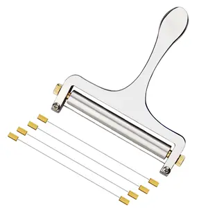 Kitchen Stainless Steel Cheese Slicer Adjustable Thickness Wire Cheese Slicer With 3 Extra Wires, Adjustable Hand Held Cheese Cutter Grater  Great for Cheddar, Gruyere, Raclette, Mozzarella Cheese Block