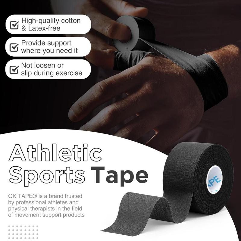 4 Rolls Black Athletic Tape, Sports Tape, Very Strong Easy Tear Wrist Ankle Tape, No Sticky Residue | Athletes, Medical, Athletic Trainers- 1.5inch x 15yards