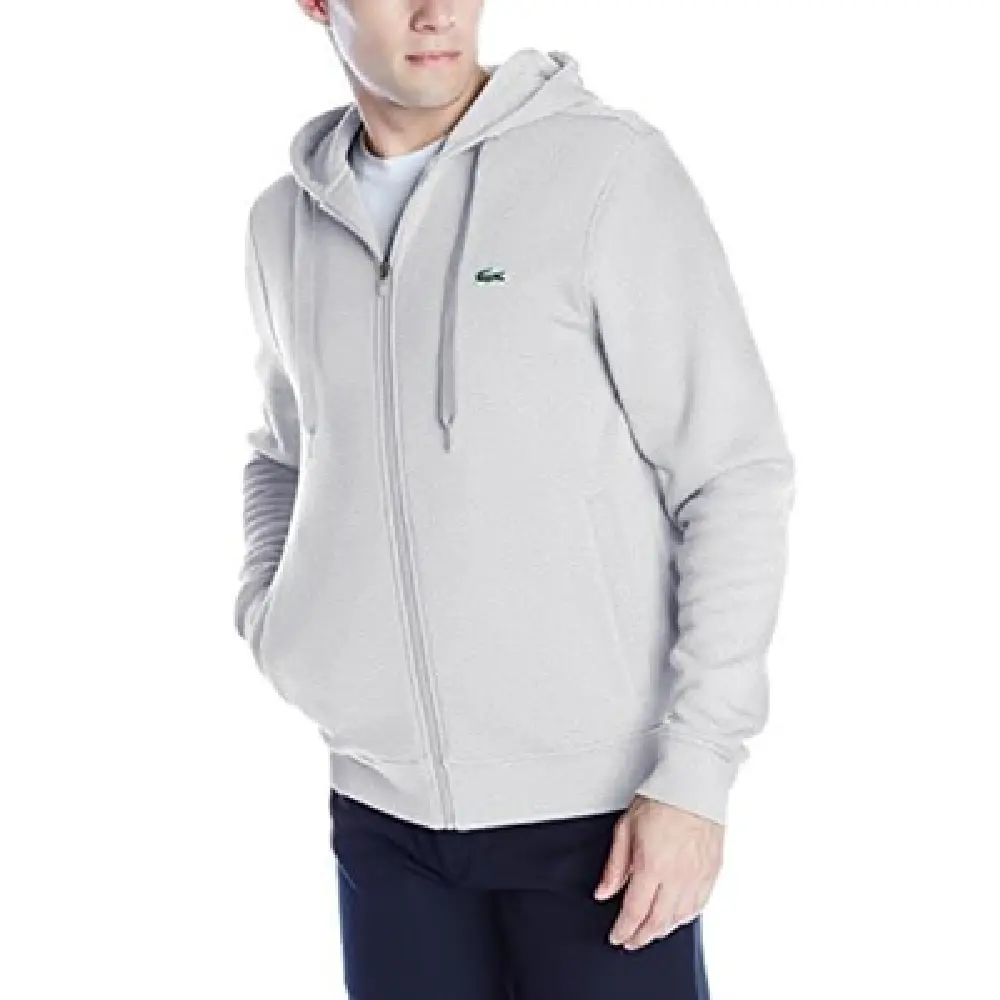 Men's Lacoste Silver Chine Sport Tennis Fleece Zip-Up Hoodie
