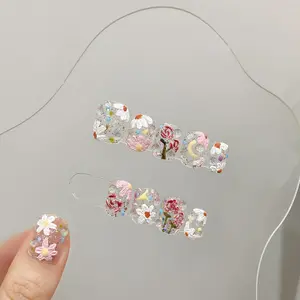 Hand-painted spring and summer flower finished products are personalized, versatile, detachable and reusable, and are press-type acrylic false nail art patches