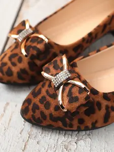 Elegant Leopard Print Bow Flats, Round Toe Low Top Party Shoes, All-Season Versatile Women's Footwear, Stylish Ballroom Dance Shoes