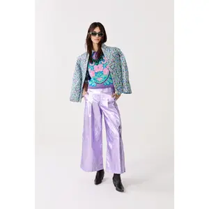 Culotte Metallic Linen Pants - Violet