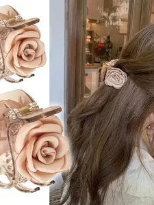 Women Floral Hair Claw Clips for Half-Up & High Ponytails, Cute Rose Design, Perfect for Daily Wear, Gifts for Her, Floral Hair Accessories