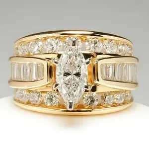 Wholesale Fashion 18k Gold Plated Rings for Women Cubic Zirconia Wedding Jewelry Size 6-10 Simulated Fast USA Shipping