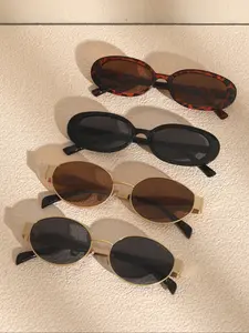 Elegant Classic Oval Sunglasses Set, High-Quality Material, Unisex Fashion Accessory, New Arrival, Stylish Basic Design