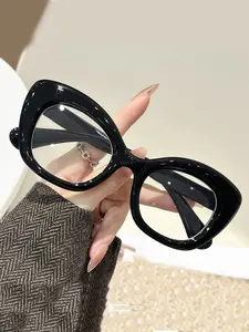 Women's Cat Eye Retro Fashion Glasses, Transparent Lens Eyewear, Stylish Vintage Sunglasses for Daily Wear, Trendy Optical Frames