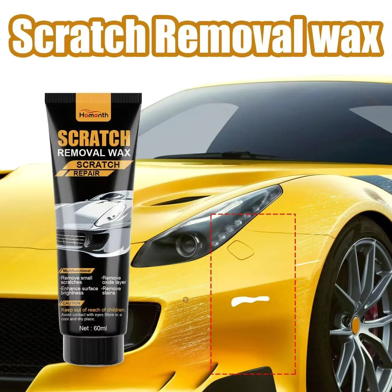 Homonth Car Scratch Repair Kit, Car Scratch Remover, Car Scratch Repair Paste, Car Paint Restorer, Paint Protection Film, Easy Application, Durable & Long-Lasting, Perfect for Daily Use