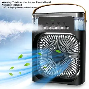 Five-Hole Spray Fan Cold Air Humidifier Fan, Multifunction Cooling Fan, LED Seven Color Lights, 180° Angle Adjustment, Three Speeds, USB Powered, Office Desk Fan