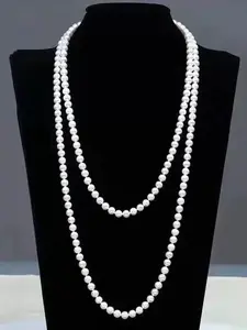 Elegant Glass Pearl Long Necklace, Multiple Wearing Styles, Perfect for Commuting, Parties, Daily Wear, Gift Idea