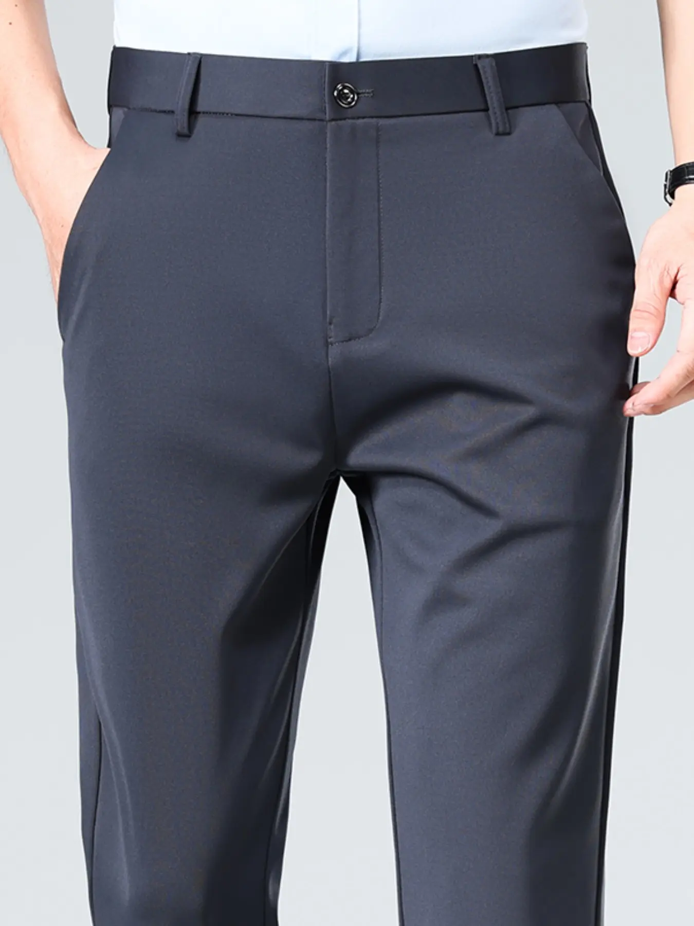 1 Pair Men's Casual Pants Plus Size Business Trousers, Formal Wear, Loose Straight Baggy Style with Comfortable, Elastic and Breathable Fabric, Pocket, Suitable for Middle-aged Men for Daily Commute, Business Office and Casual & Formal Occasions, Menswear