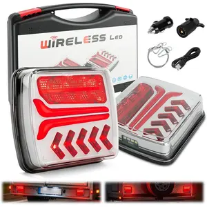 Wireless Trailer Lights Magnetic 2 Pack, Rechargeable Wireless Tail Lights For Trailer, Towing Truck, IP65 Waterproof Tail Tow Lights Kit for RV Camper Boat Caravan