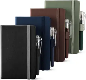 4 Pack Small Notebook Pocket Notebook, A6 Mini Leather Hardcover Journal, 3.7" X 5.7", 416 Pages Note Pads, Black, Green, Brown, Blue