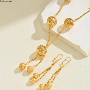 Elegant Beaded Long Tassel Necklace & Earrings Set for Women, Stylish Accessories for Parties, Celebrations, Daily Wear & Holiday Gifts