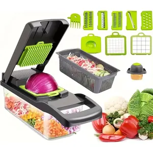 Vegetable Chopper With Interchangeable Blades, Mandoline Slicer & Dicer For Onion Potato Cucumber Carrot Hand Food Processor Cheese Grater Kitchen Gadgets - Essential Kitchen Tools Food Cutter