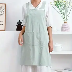 Solid Color Apron with Pocket, Breathable Apron for Women, Comfortable Apron for Home Kitchen & Coffee Shop & Flower Shop, Kitchen Cooking Aprons