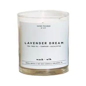 Lavender Dream Soy Wax Candle - Scent No. 003 - Hand-Poured, Tea Tree Oil, Camphor, Eucalyptus - Glass Tumbler - Approx. 8.75 oz (248g) - Light