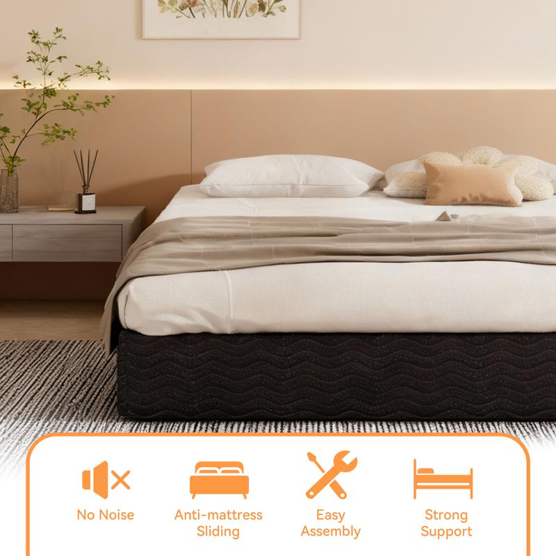 3500 lbs Enhanced Edition Heavy Metal Box Spring Bed Base Extra Large Mattress Base, Easy to Assemble and Noise Free, Compatible with Full/Queen/King Beds, Easy to Clean Fabric Cover,Bed with Storage,Headboard, Storage Bed, Double Bed Frame