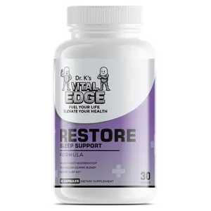 Dr. K's Vital Edge RESTORE Sleep Support Formula - 10mg Melatonin, L-Theanine, Valerian Root, Chamomile & Lemon Balm for Restful Sleep & Stress Reduction