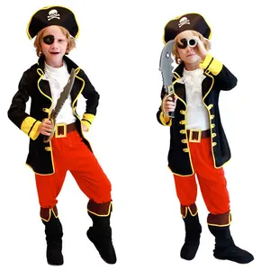 Boys' Classic Pirate Costume Set, Captain Role Play, Perfect for Theme Show Performances, Party Costume, Kids' Halloween Dress-Up Clothes